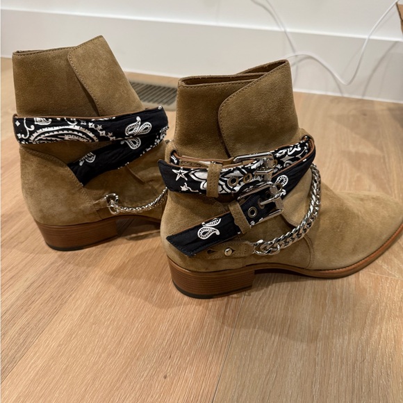 AMIRI Tan Suede Boots with Black Bandana Detail main image 6